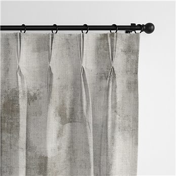 Thiago Linen Taupe  Pinch Pleat Drapery Panel - Pair - Size 20"x84"