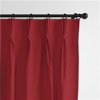 Braxton Red Pinch Pleat Drapery Panel - Pair - Size 20"x84"