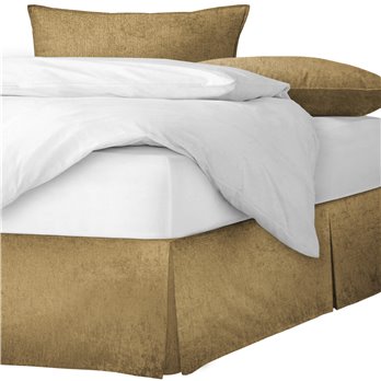 Juno Velvet Gold Platform Bed Skirt - Size Twin 15" Drop