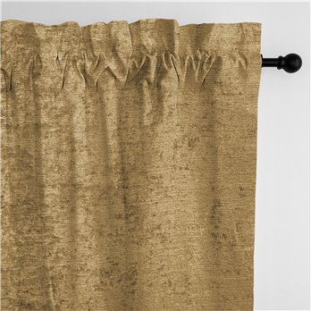 Juno Velvet Gold Pole Top Drapery Panel - Pair - Size 50"x84"