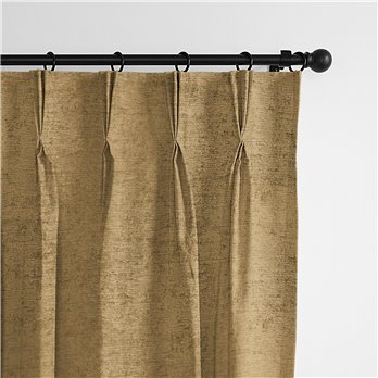 Juno Velvet Gold Pinch Pleat Drapery Panel - Pair - Size 40"x108"