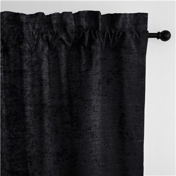 Juno Velvet Black Pole Top Drapery Panel - Pair - Size 50"x84"