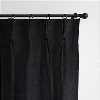Juno Velvet Black Pinch Pleat Drapery Panel - Pair - Size 20"x132"