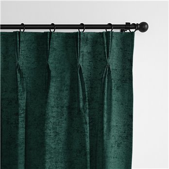 Juno Velvet Emerald Pinch Pleat Drapery Panel - Pair - Size 40"x108"