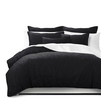 Juno Velvet Black Comforter and Pillow Sham(s) Set - Size Super Queen