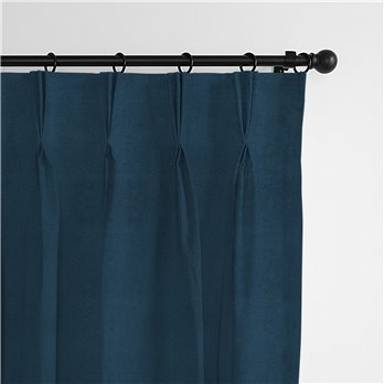 Vanessa Navy Pinch Pleat Drapery Panel - Pair - Size 40"x120"