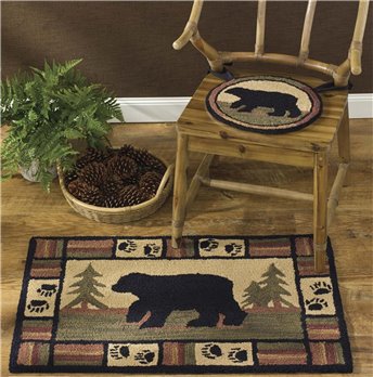 Adirondack Bear Hooked Rug 24" x 36"