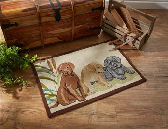 Lab Puppies Indoor/Outdoor Hooked Rug 24" x 36"