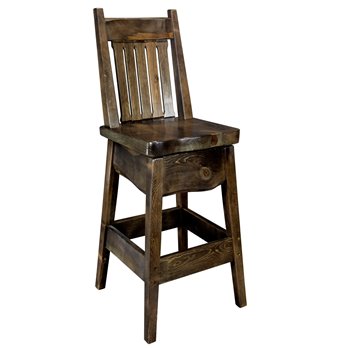 Big Sky 24" Seat Height Barstool w/ Swivel Seat & Back -  Jacobean Stain & Clear Lacquer Finish