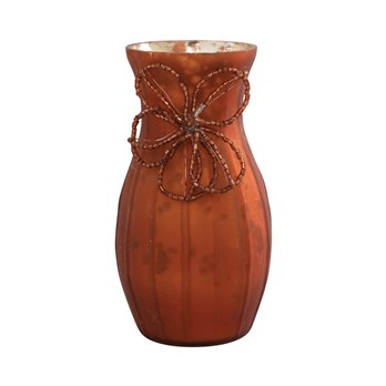 Mercury Glass Vase with Beaded Flower 4.75" high