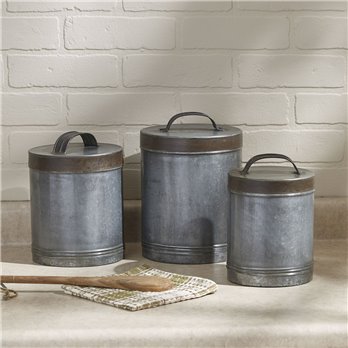 Galvanized Canisters Set