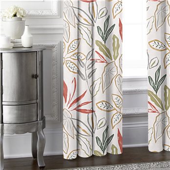 Fall Foliage Beige Pinch Pleat Drapery Single Panel - Size (40" W x 144" L)