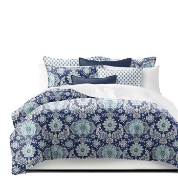 Osha Blue/Aqua Super Queen Duvet Cover & 2 Shams Set