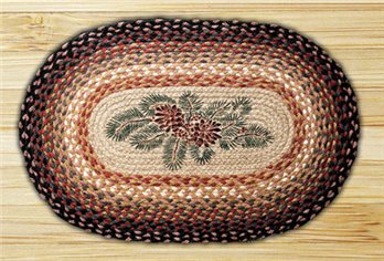 Pinecone Red Berry Oval Braided Rug 20"x30"