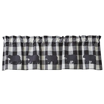 Wicklow Bear Applique Valance 60X14 Black/Cream