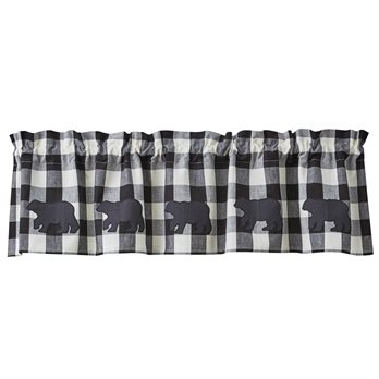 Wicklow Bear Applique Valance 60X14 Black/Cream