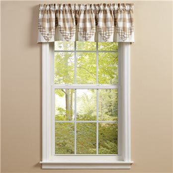Wicklow Check Lined Point Valance 72X15 Natural