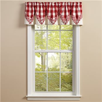 Wicklow Check Lined Point Valance 72X15 Red