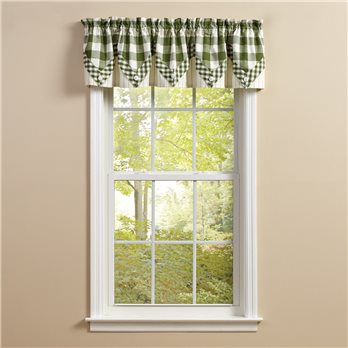 Wicklow Check Lined Point Valance 72X15 Sage