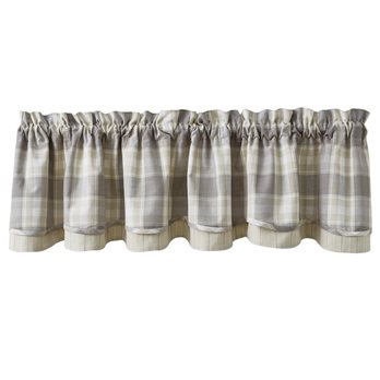 Weathered Oak Lined Layered Valance 72X16