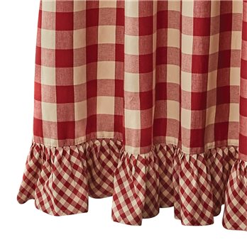 Wicklow Check Ruffled Shower Curtain 72X72 Garnet