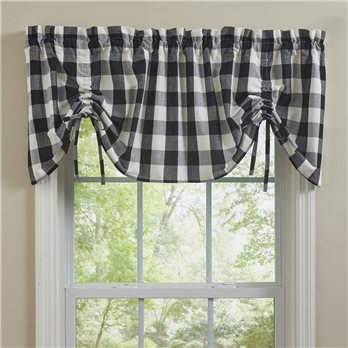 Wicklow Check Lined Farmhouse Valance - Black/Cream