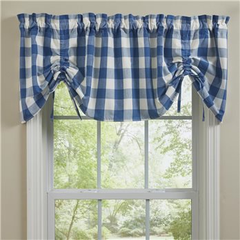 Wicklow Check Lined Farmhouse Valance - China Blue