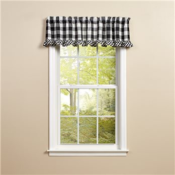 Wicklow Check Ruffled Valance 60X14 Black/Cream