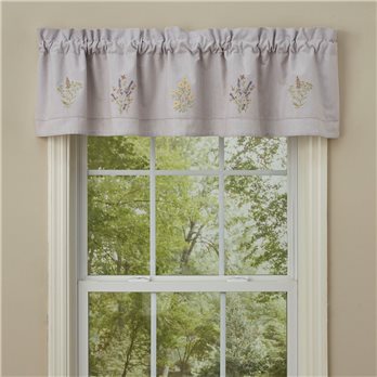 Flowers Embroidered Lined Valance 60X14