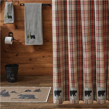 Bear Country Plaid Shower Curtain With Bear 72X72