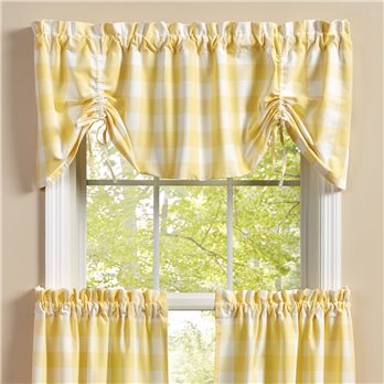 Wickow Check Lined Farmhouse Valance 60X20 Yellow