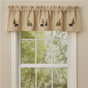 Black Bear Embroidered Lined Valance 60X14