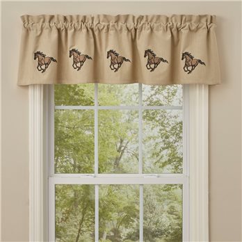 Horse Embroidered Lined Valance 60X14
