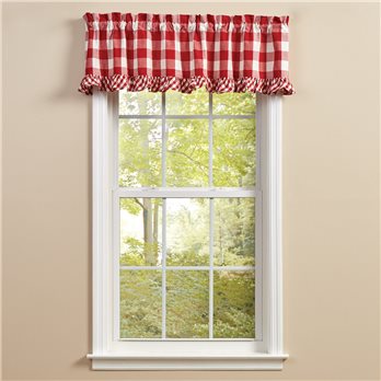 Wicklow Check Ruffled Valance 60X14 Red