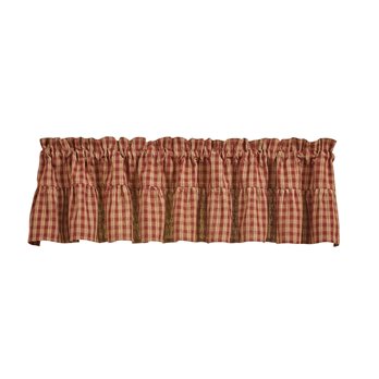 Sturbridge Plaid Ruffle Valance 72X14 - Wine