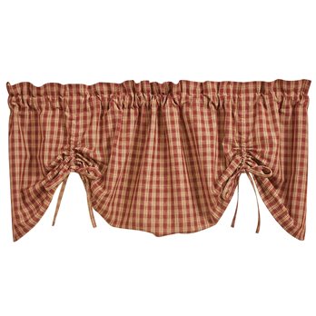 Sturbridge Plaid Lined Farmhouse Valance - Wine