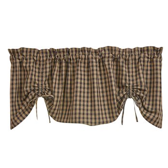 Sturbridge Plaid Lined Farmhouse Valance - Black