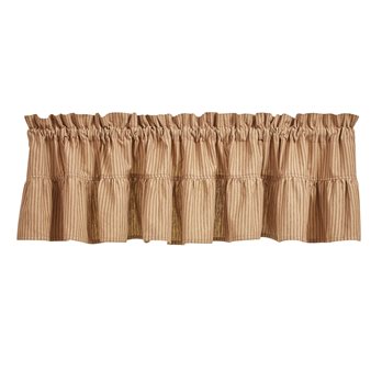 Sturbridge Ticking Ruffle Valance 72X14 - Wine