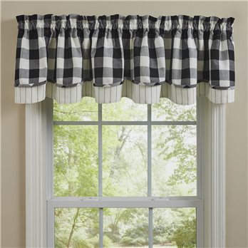 Wicklow Check Lined Layered Valance 72X16 - Black/Cream