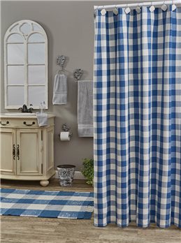 Wicklow Check Shower Curtain 72X72 China Blue