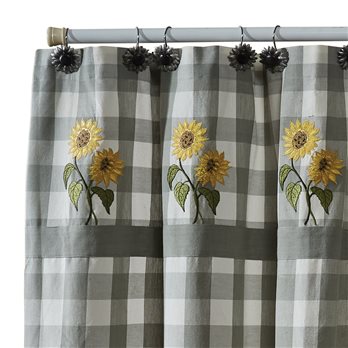 Wicklow Check Sunflower Embroidered Shower Curtain 72X72