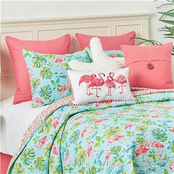 Flamingo Garden Twin Quilt Set