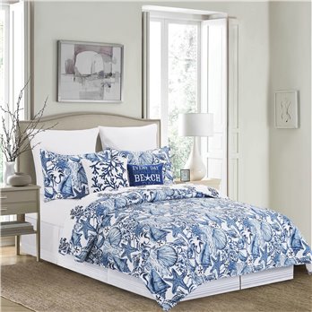 Blue Coast Shells Full/Queen Quilt Set