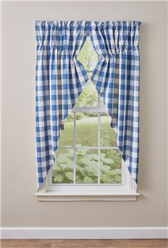 Wicklow Check Lined Gathered Swag 72X63 China Blue