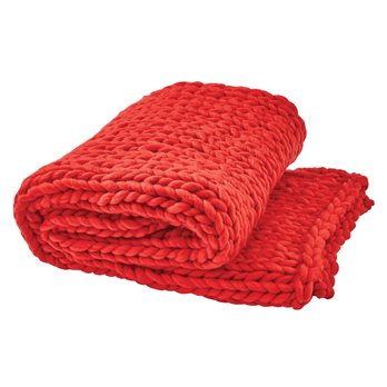 Chunky Knit Throw - Red