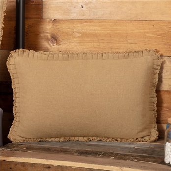 Burlap Natural Pillow Cover w/ Fringed Ruffle 14x22