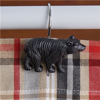 Black Bear Shower Curtain Hooks