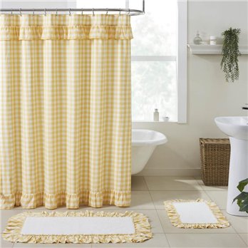 Annie Buffalo Yellow Check Ruffled Shower Curtain 72x72