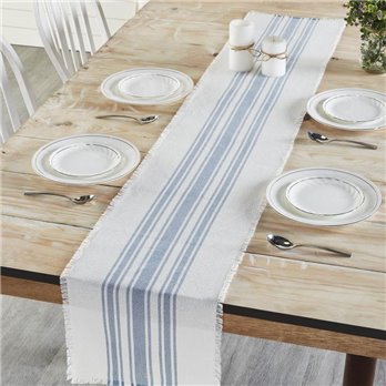 Antique White Stripe Blue Indoor/Outdoor Runner 12x72