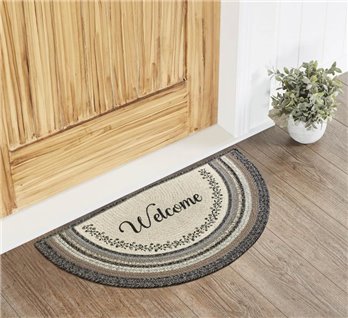 Floral Vine Jute Rug Half Circle Welcome 19.5x36